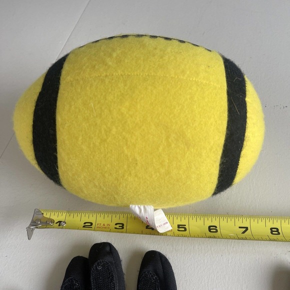 Vtg 1993 Surehands Yellow Plush Football Black Gloves Frankitoys Hook Loop Patch - Picture 4 of 12